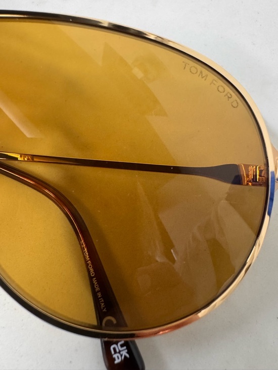 Tom Ford Unisex Deep Gold Frame Sunglasses with Golden Amber Lenses - Picture 15 of 17